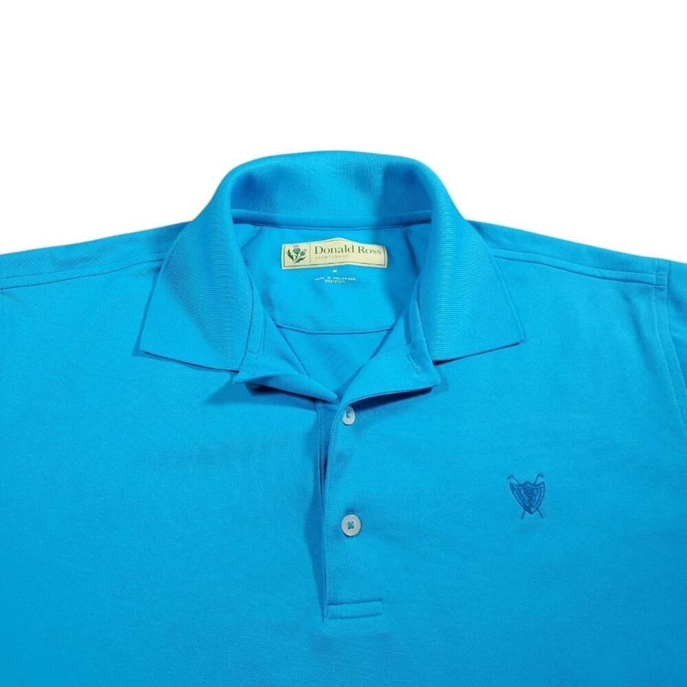 Donald Ross Polo Men's Medium Blue Golf Shirt Logo Short Slv Performance Marks*